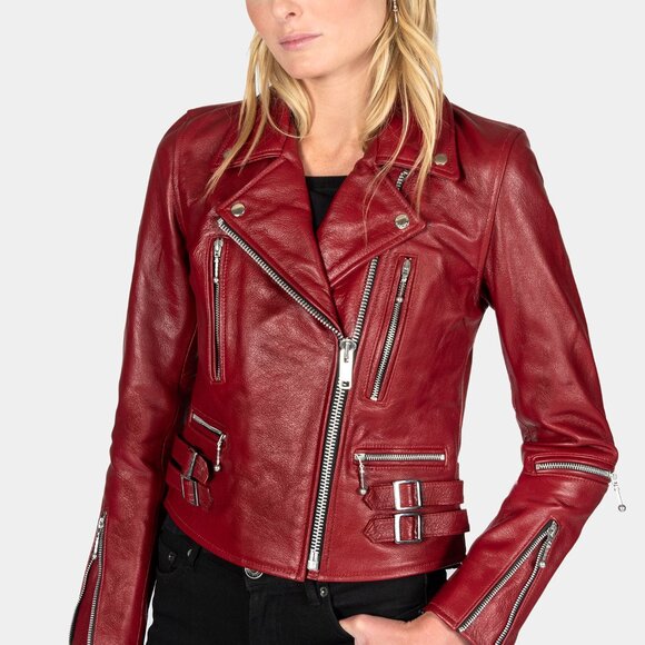 NWT Straight to Hell Defector Leather Jacket in Burgundy - S - Picture 8 of 14
